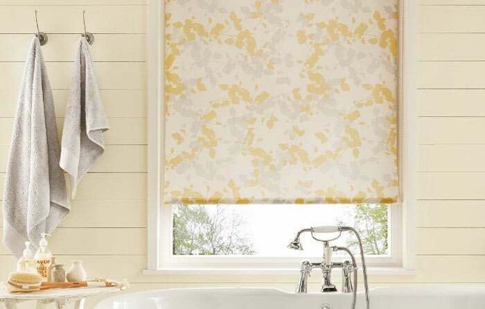 Beautiful coordination in the bathroom with these lovely blinds