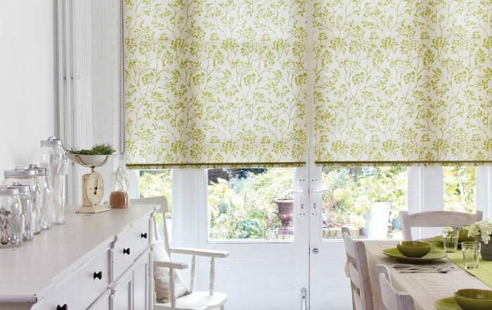 A bright ready made roller blind in the kitchen