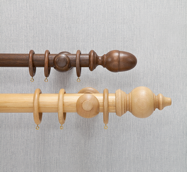Stained Wood Curtain Poles