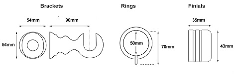 Cameron Fuller Cap 35mm Curtain Pole Dimentions