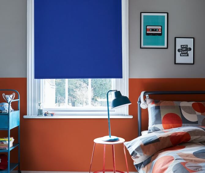 Blue Roller Blind in a Kids Bedroom