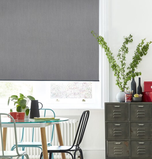 Grey Roller Blinds in a kitchen