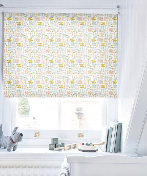 Patterned Roller Blind in a kids bedroom