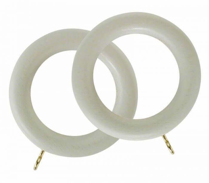 White Rolls Woodline 35mm Wooden Curtain Rings 4 Pack 