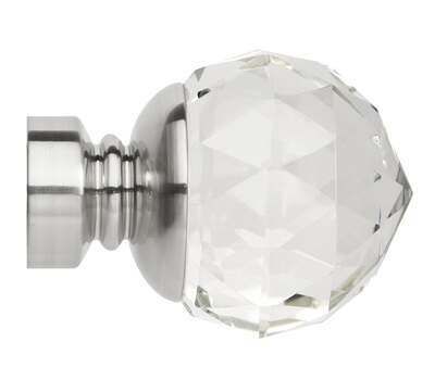 Rolls Neo Premium Clear Faceted Ball Finials for 28mm Curtain Poles (Pair)