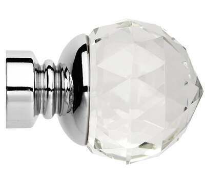 Rolls Neo Premium Clear Faceted Ball Finials for 35mm Curtain Poles (Pair)