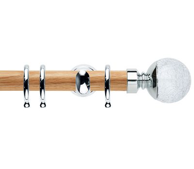 Rolls Neo Style Crackled Glass Ball 28mm Wooden Curtain Pole