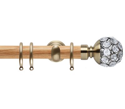 Rolls Neo Style Jewelled Ball 28mm Wooden Curtain Poles