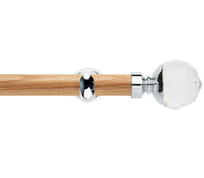 Rolls Neo Premium Clear Faceted Ball 28mm Wooden Eyelet Curtain Pole