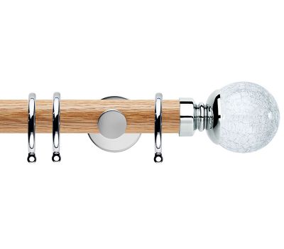 Rolls Neo Style Cracked Glass Ball 35mm Wood Curtain Pole