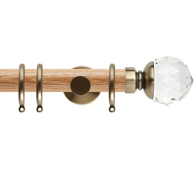 Rolls Neo Premium Clear Faceted Ball 35mm Wood Curtain Pole