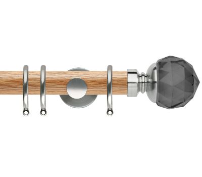 Rolls Neo Premium Smoke Grey Faceted Ball 35mm Wooden Curtain Poles