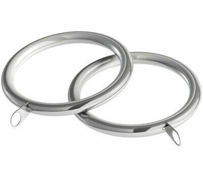 Gloss Brilliant White LINED Quiet Easy Glide Curtain Pole Rings 25mm 28mm Line 