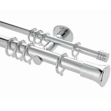 Rolls Neo Trumpet 28/19mm Chrome Double Curtain Poles

