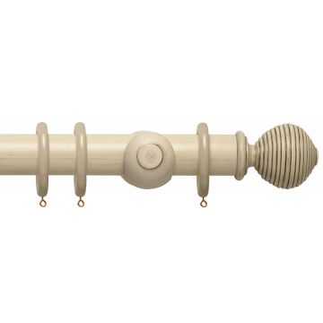 Rolls Modern Country Ribbed Ball 45mm Wooden Curtain Pole