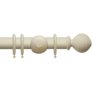 Rolls Modern Country Ribbed Ball 45mm Wooden Curtain Pole