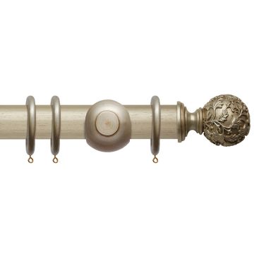 Rolls Modern Country Floral Ball 55mm Wooden Curtain Pole