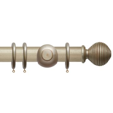 Rolls Modern Country Ribbed Ball 55mm Wooden Curtain Pole