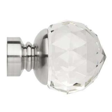 Rolls Neo Premium Clear Faceted Ball Finials for 28mm Curtain Poles (Pair)