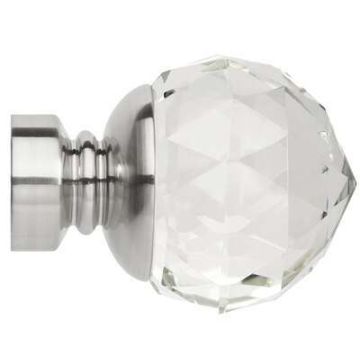 Rolls Neo Premium Clear Faceted Ball Finials for 35mm Curtain Poles (Pair)