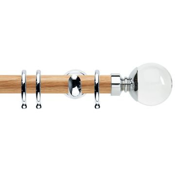 Rolls Neo Premium Clear Ball 28mm Wooden Curtain Pole