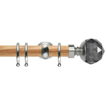 Rolls Neo Premium Smoke Grey Faceted Ball 28mm Wood Curtain Poles