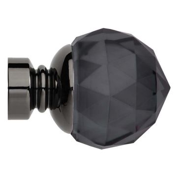 Rolls Neo Premium Smoke Grey Faceted Ball Finials for 28mm Curtain Poles (Pair)
