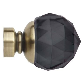 Rolls Neo Premium Smoke Grey Faceted Ball Finials for 28mm Curtain Poles (Pair)