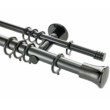 Rolls Neo Trumpet 28/19mm Black Nickel Double Curtain Poles
