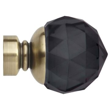 Rolls Neo Premium Smoke Grey Faceted Ball Finials for 35mm Curtain Poles (Pair)