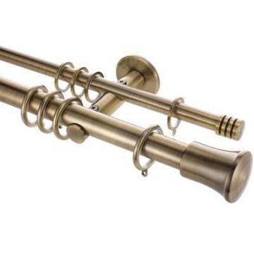 Rolls Neo Trumpet 28/19mm Spun Brass Double Curtain Poles

