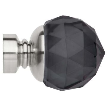 Rolls Neo Premium Smoke Grey Faceted Ball Finials for 35mm Curtain Poles (Pair)