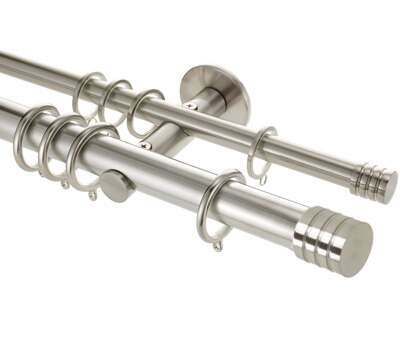 Rolls Stud Double Curtain Pole Silver