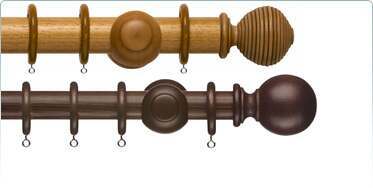 Curtain Poles with natural wood stains