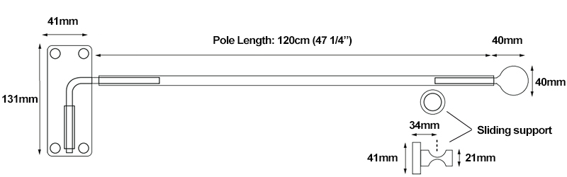 Cameron Fuller Portier Rods Dimentions