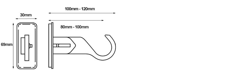 Hallis Hudson Arc Extendable End Bracket Dimentions