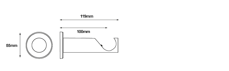 Integra Elements 28mm Round Curtain Pole Bracket Measurements