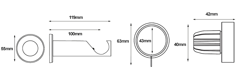 Integra Elements Stud Curtain Pole Line Drawings