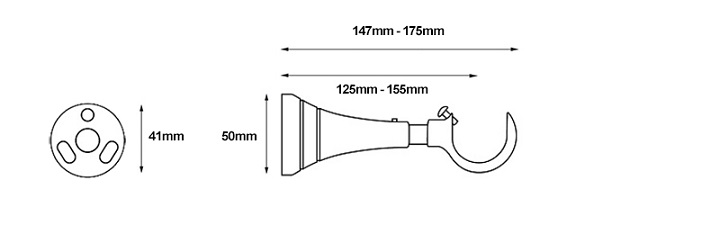 Rolls Neo Extendable Cup Bracket Dimensions