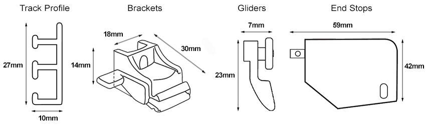 Rolls Superglide Corded Track Dimensions