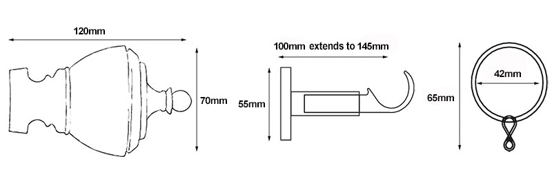 35mm Speedy Vienna Curtain Pole Dimensions