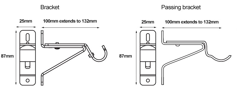 Swish Bay Pole Brackets Dimensions